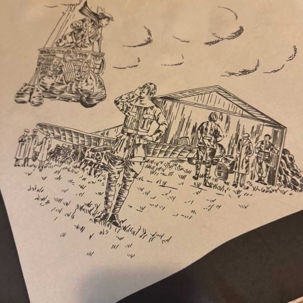 Burberrys Vintage Silk Scarf Aviation Print 1980s Planes Trench Coat Design - Picture 6 of 8